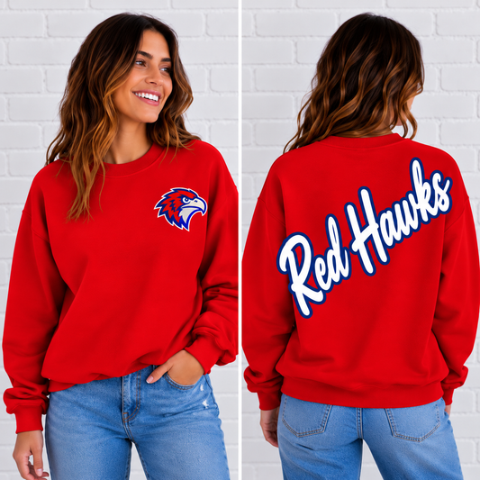 Hiawatha Red Hawks Script Mascot Sweatshirt