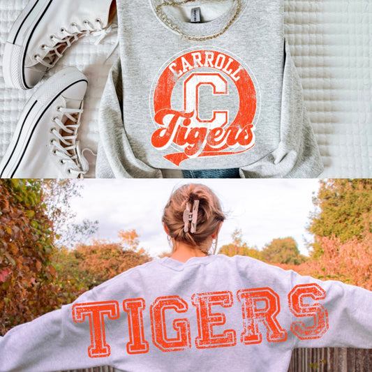 Carroll Tigers with BACK LETTERING