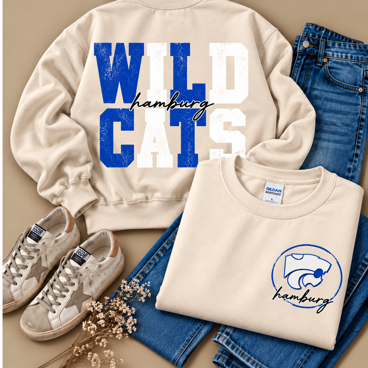 Hamburg Wildcats Stacked Mascot Sweatshirt