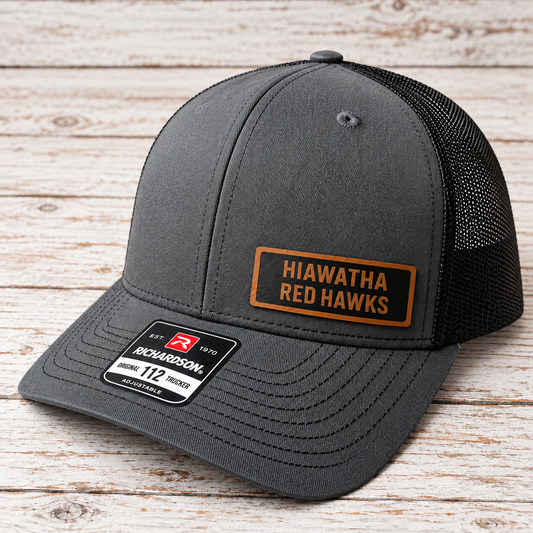 Hiawatha Red Hawks Leather Patch Hat