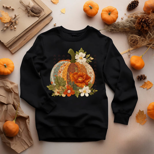 Country Patchwork Floral Pumpkin