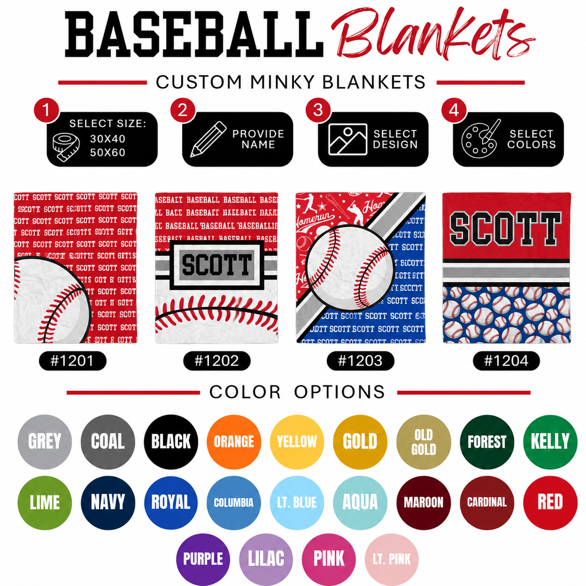 Custom Sports Minky Blanket — Personalized (Your Name, Design & Colors)
