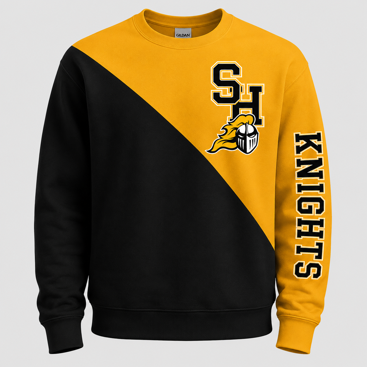 Custom Split Crewneck — Your Mascot, Initials & Team Colors