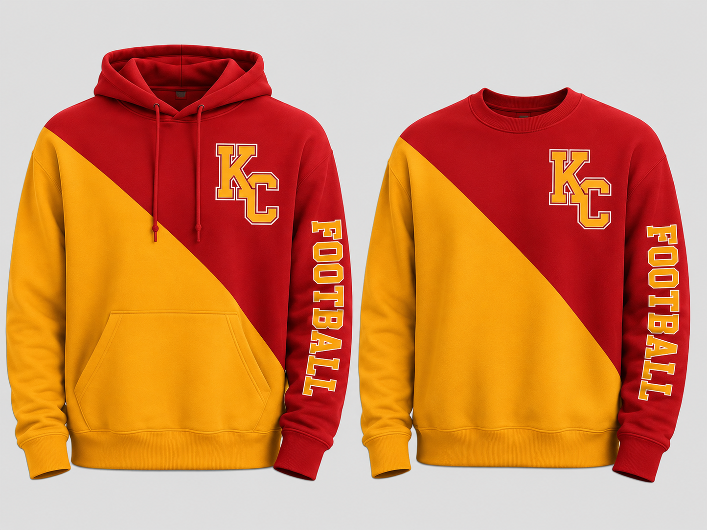 KC Football Colorblock Hoodie & Crewneck