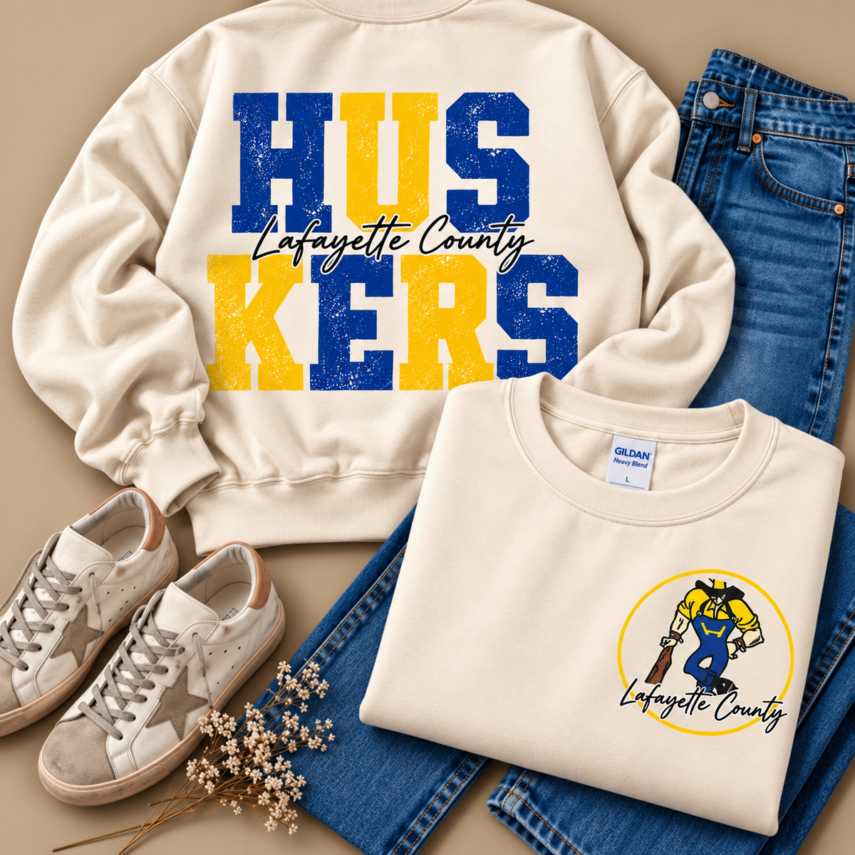 Lafayette County Huskers Stacked Mascot Sweatshirt