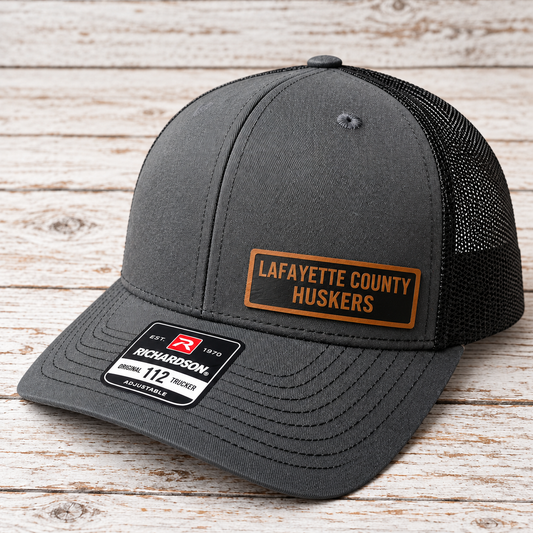Lafayette County Huskers Leather Patch Hat