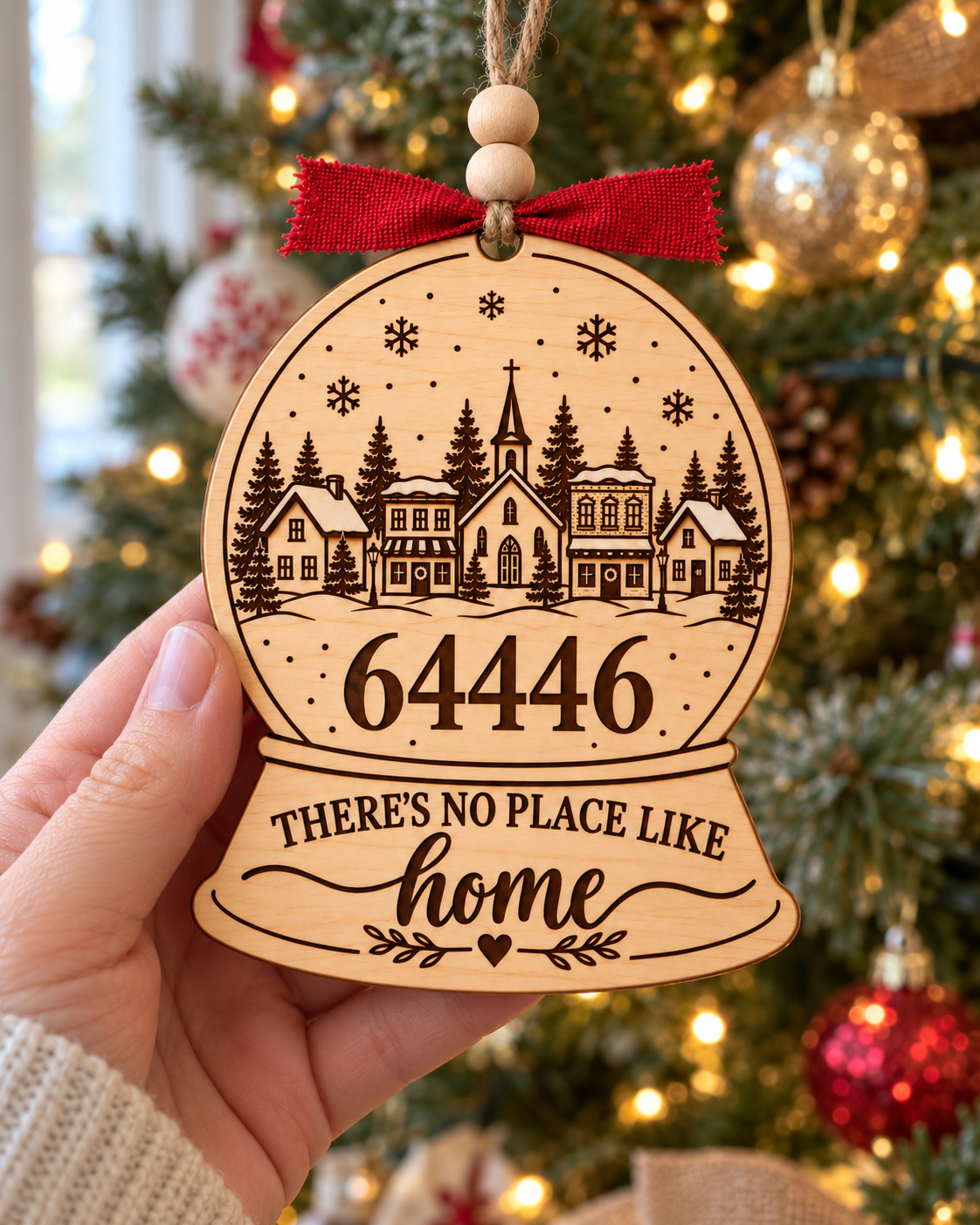 Zip Code Snow Globe Ornament, Personalized