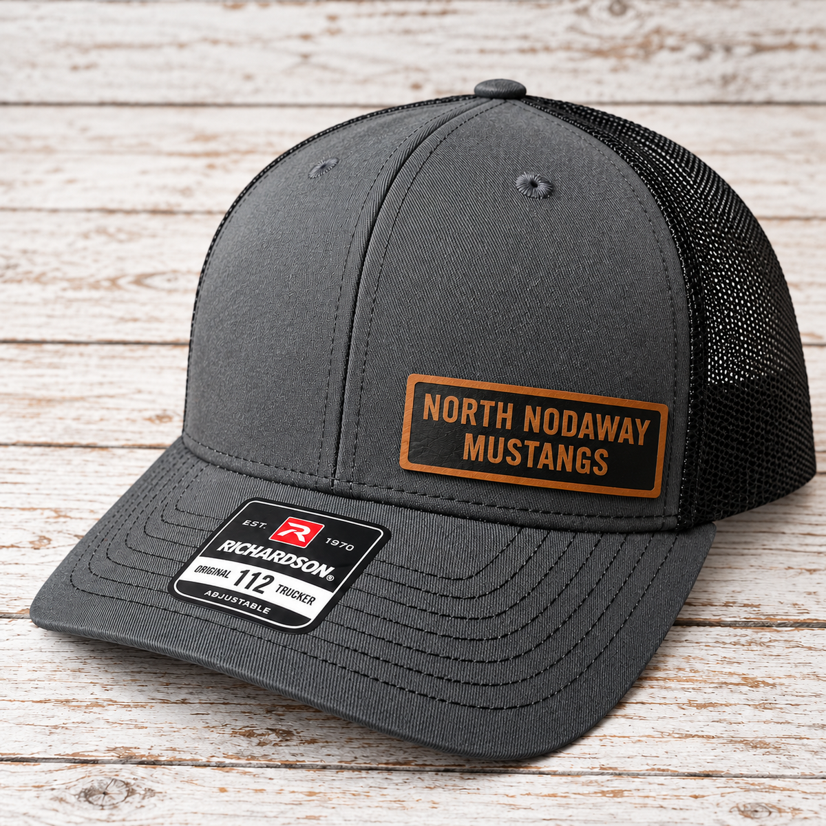 North Nodaway Mustangs Leather Patch Hat
