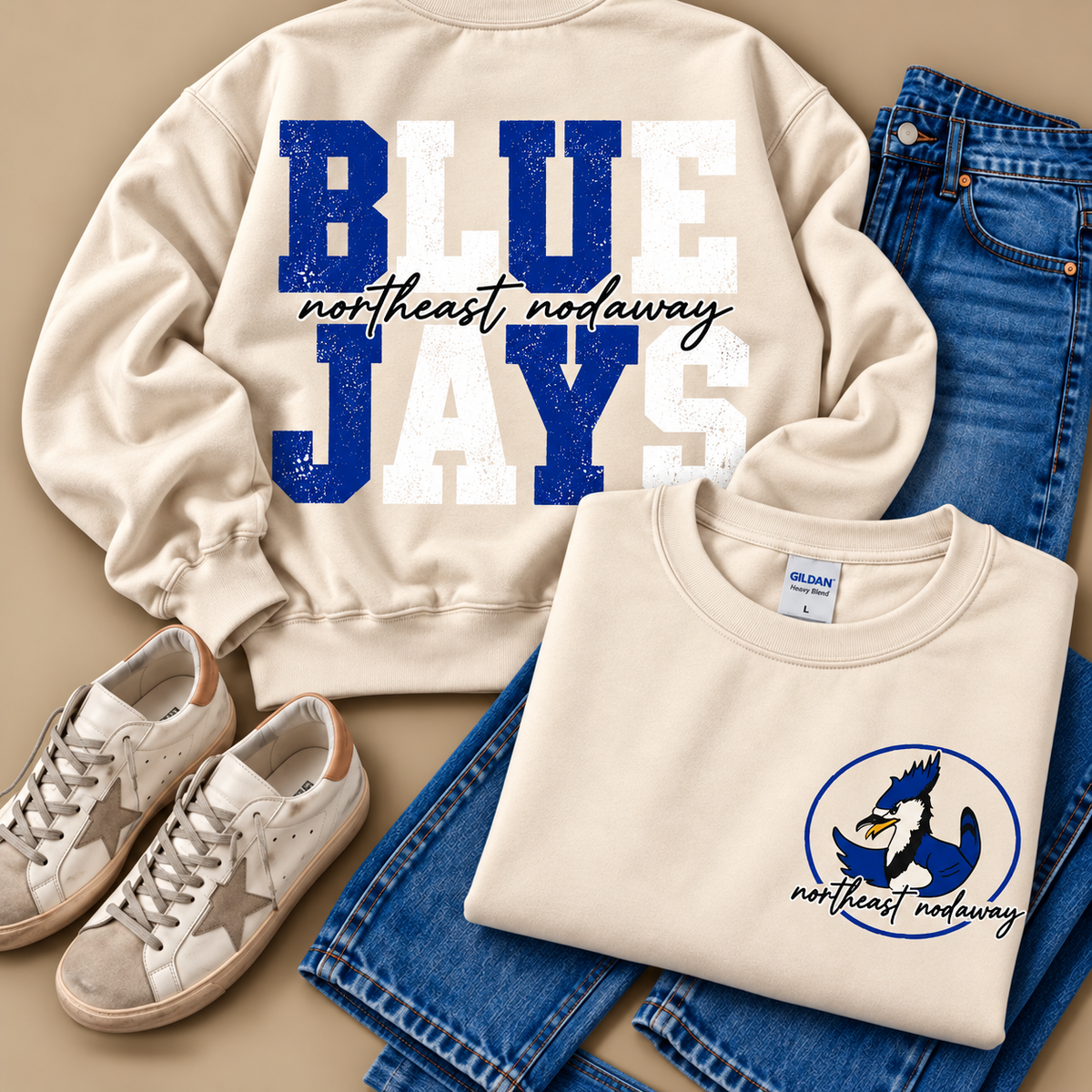 Northeast Nodaway Blue Jays Stacked Mascot Sweatshirt