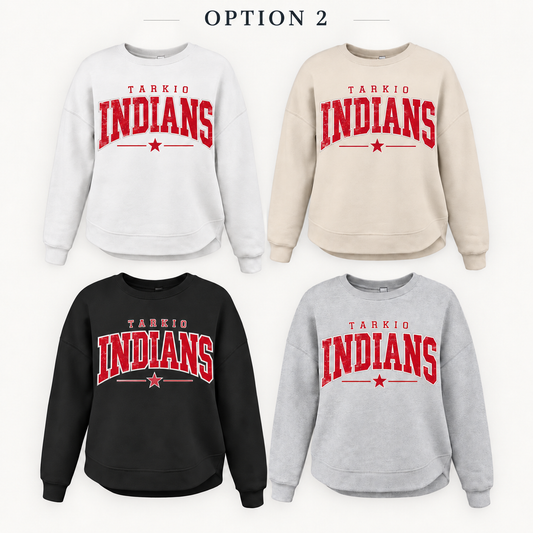 Tarkio Indians Varsity Star Tee, Crew, Hoodie & Curve Bottom Crew