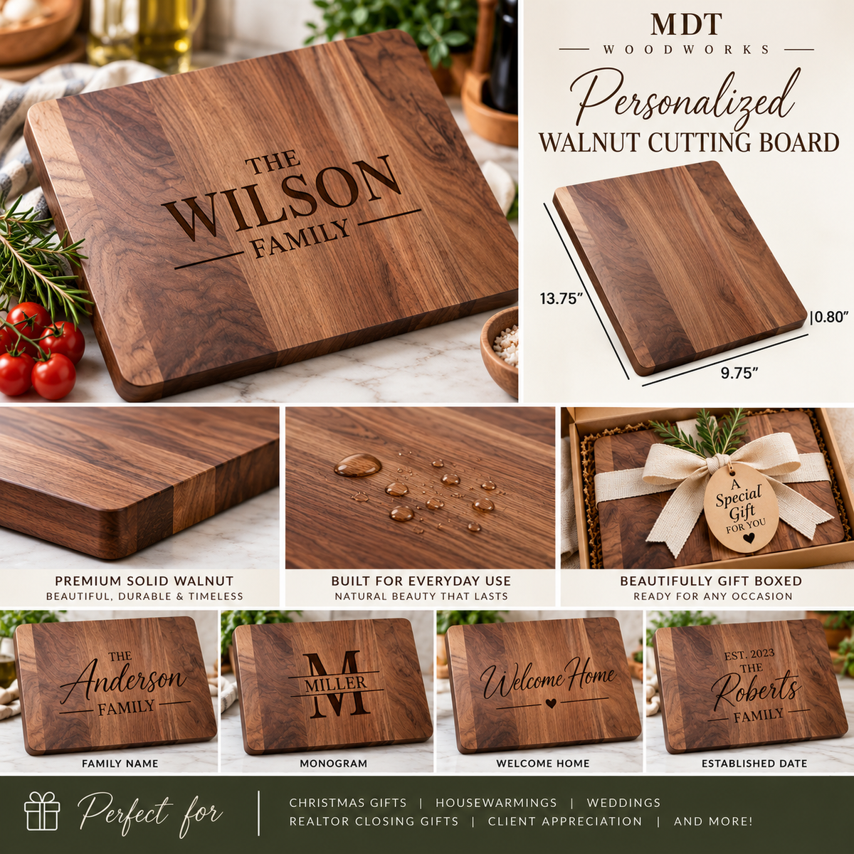 Personalized Walnut Cutting Board