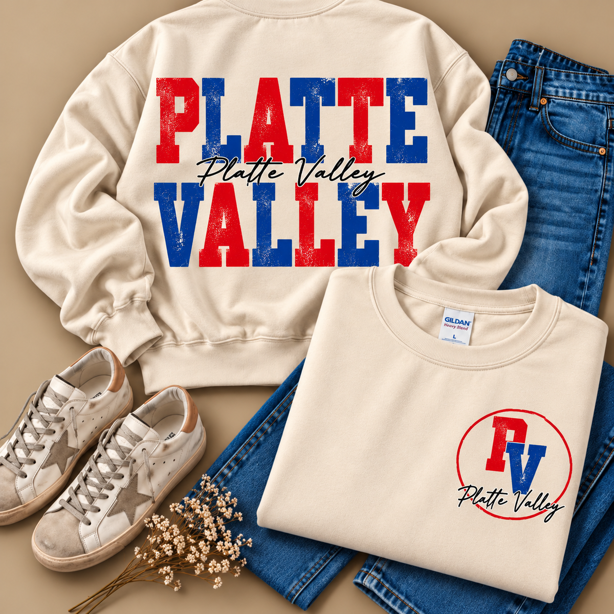 Platte Valley Stacked Mascot Sweatshirt
