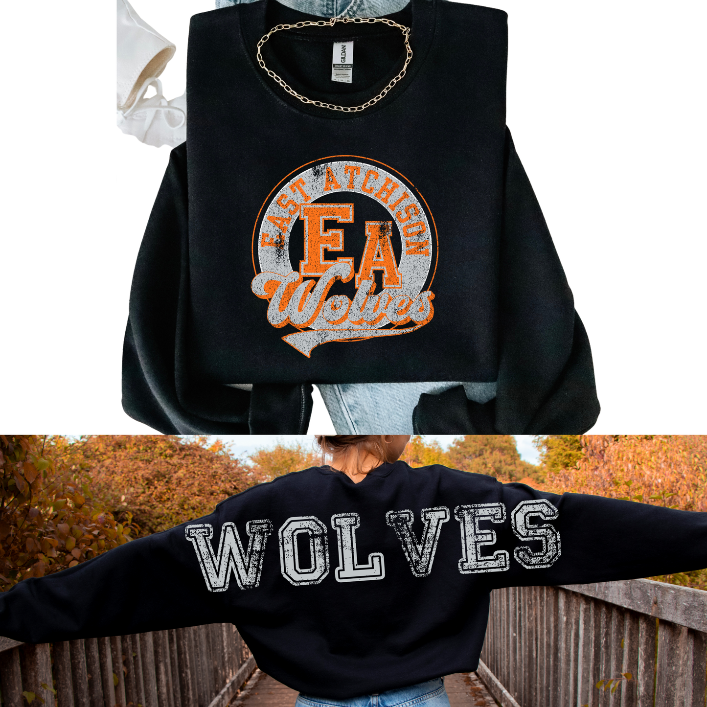 East Atchison Wolves with BACK LETTERING