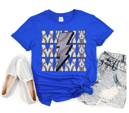 Mama Lightening Bolt Faux Glitter