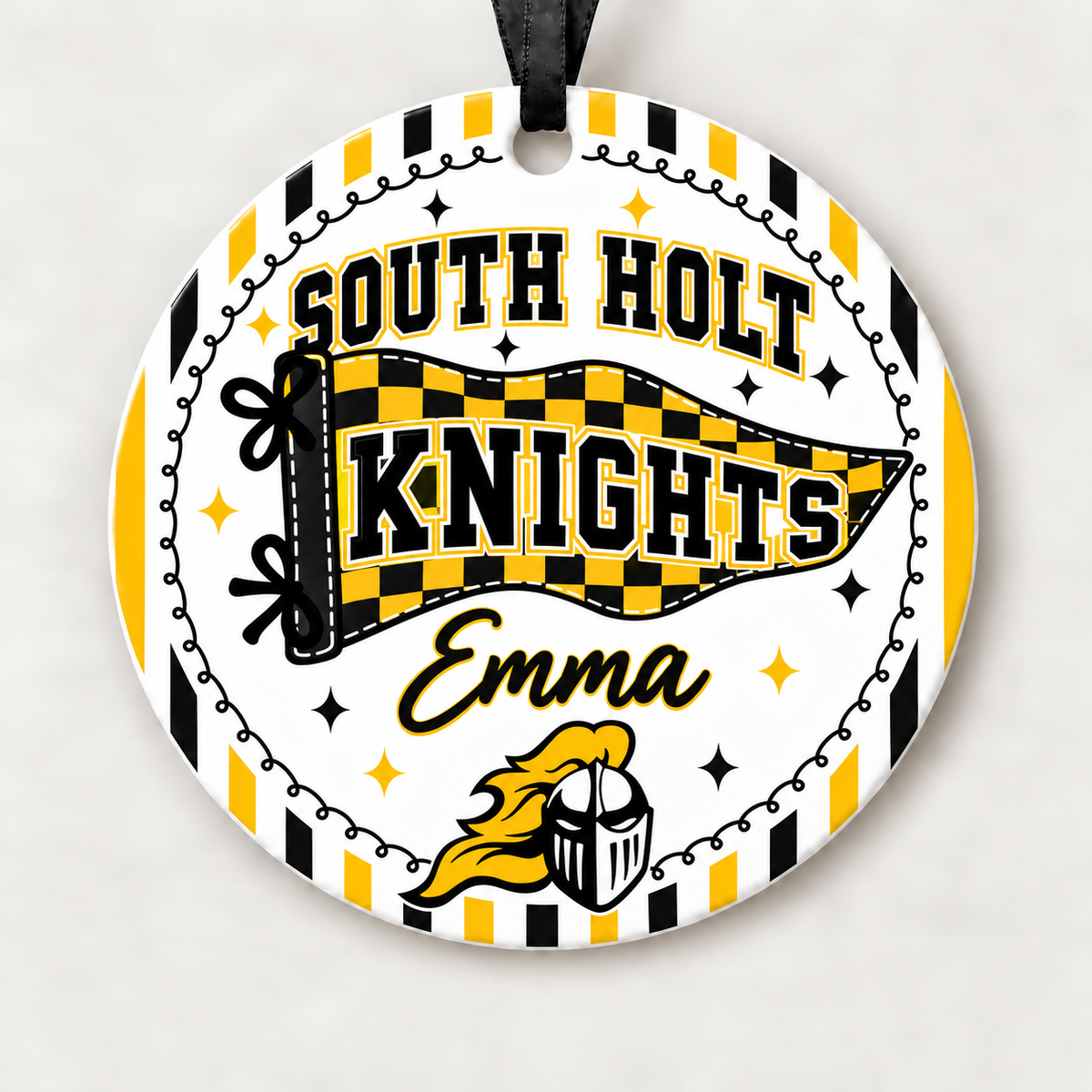 South Holt Knights Personalized Christmas Ornament, 4" Ceramic