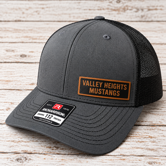 Valley Heights Mustangs Leather Patch Hat