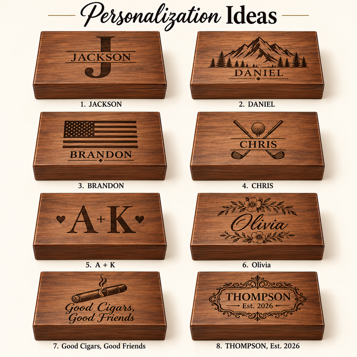 Personalized Cigar Humidor Box — Laser Engraved