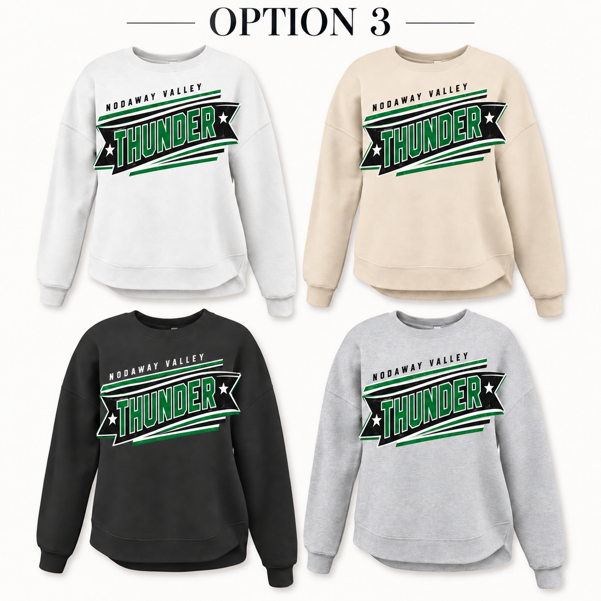 Nodaway Valley Thunder Banner Tee, Crew, Hoodie & Curve Bottom Crew