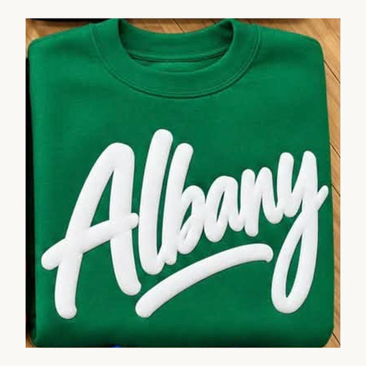 Albany Puff Print Tee, Crew & Hoodie