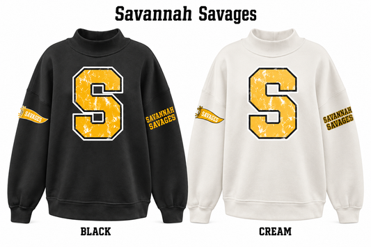Savannah Savages Varsity Letter Mockneck - Pre-Order