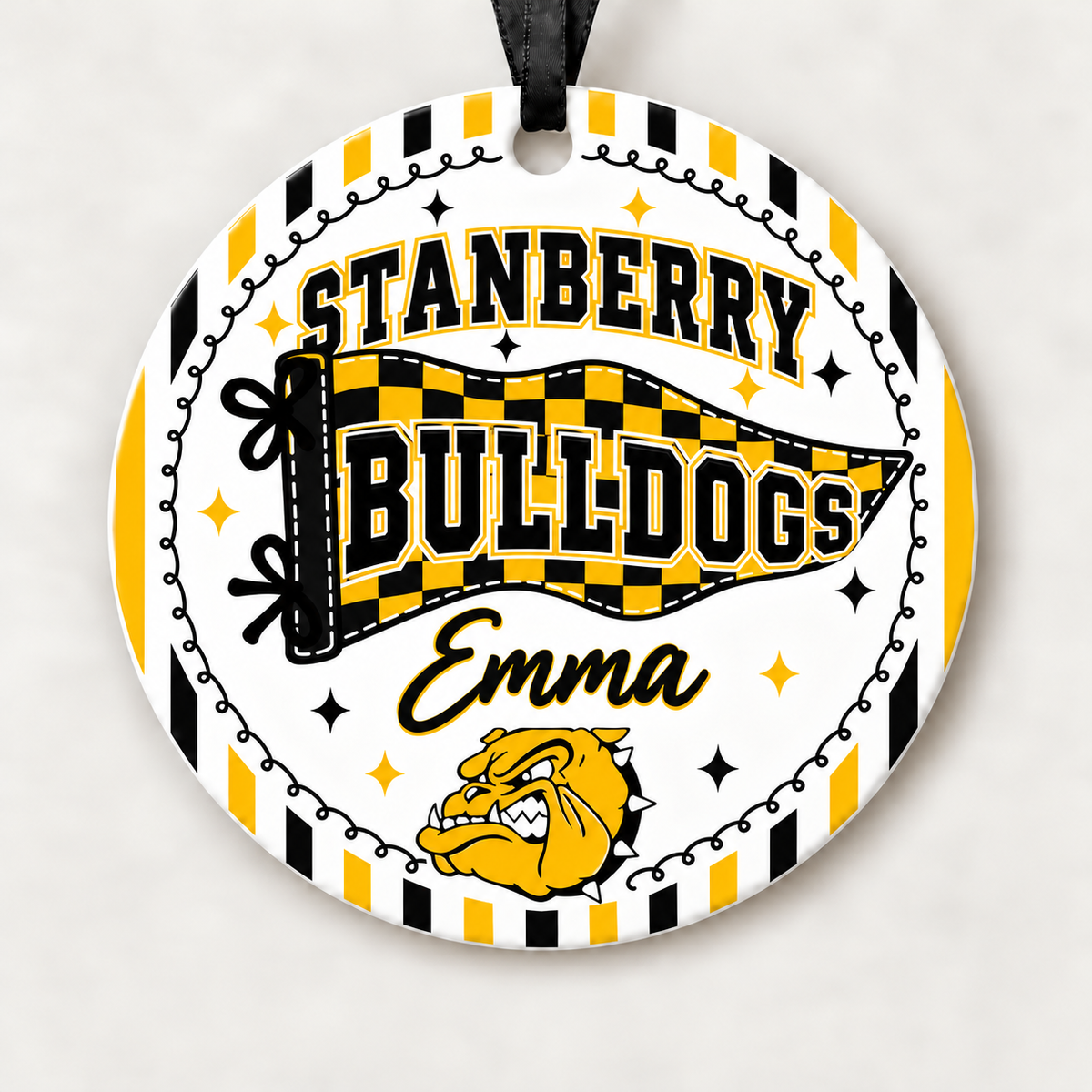 Stanberry Bulldogs Personalized Christmas Ornament, 4" Ceramic