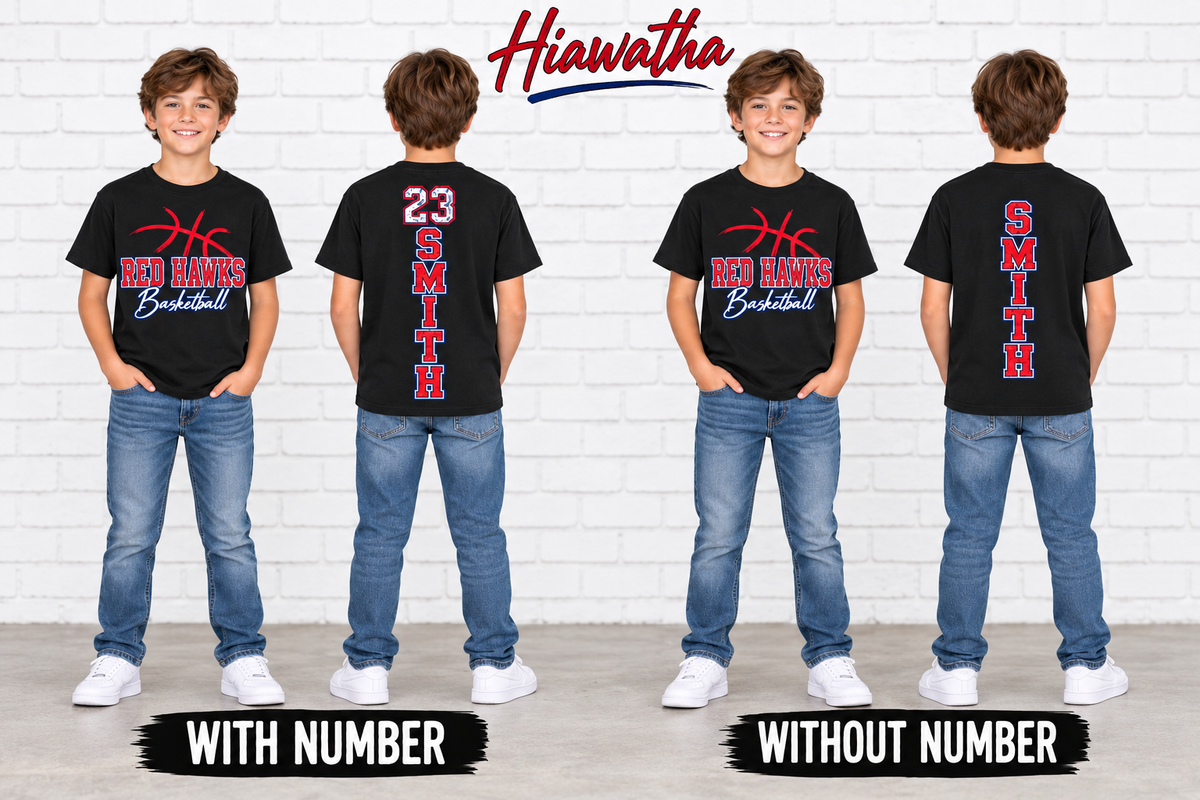 Youth Hiawatha Red Hawks Personalized Basketball