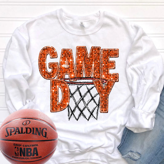 Basketball Game Day Hoop Faux Glitter