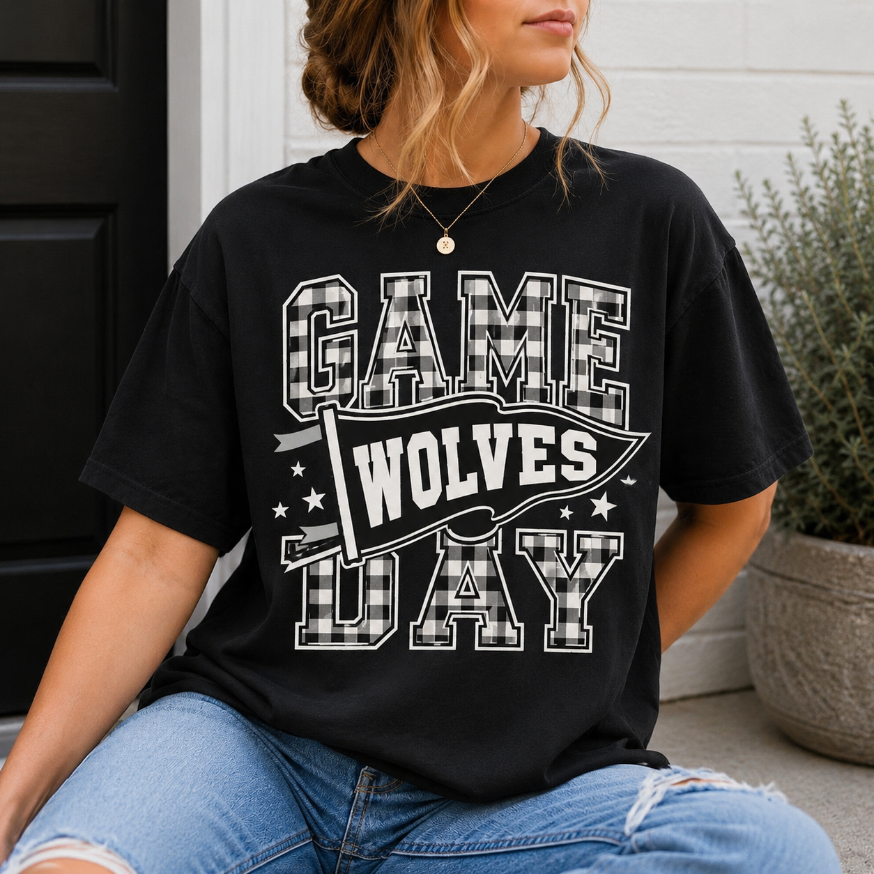 Youth Custom Game Day Pennant Tee — Your Mascot & Colors