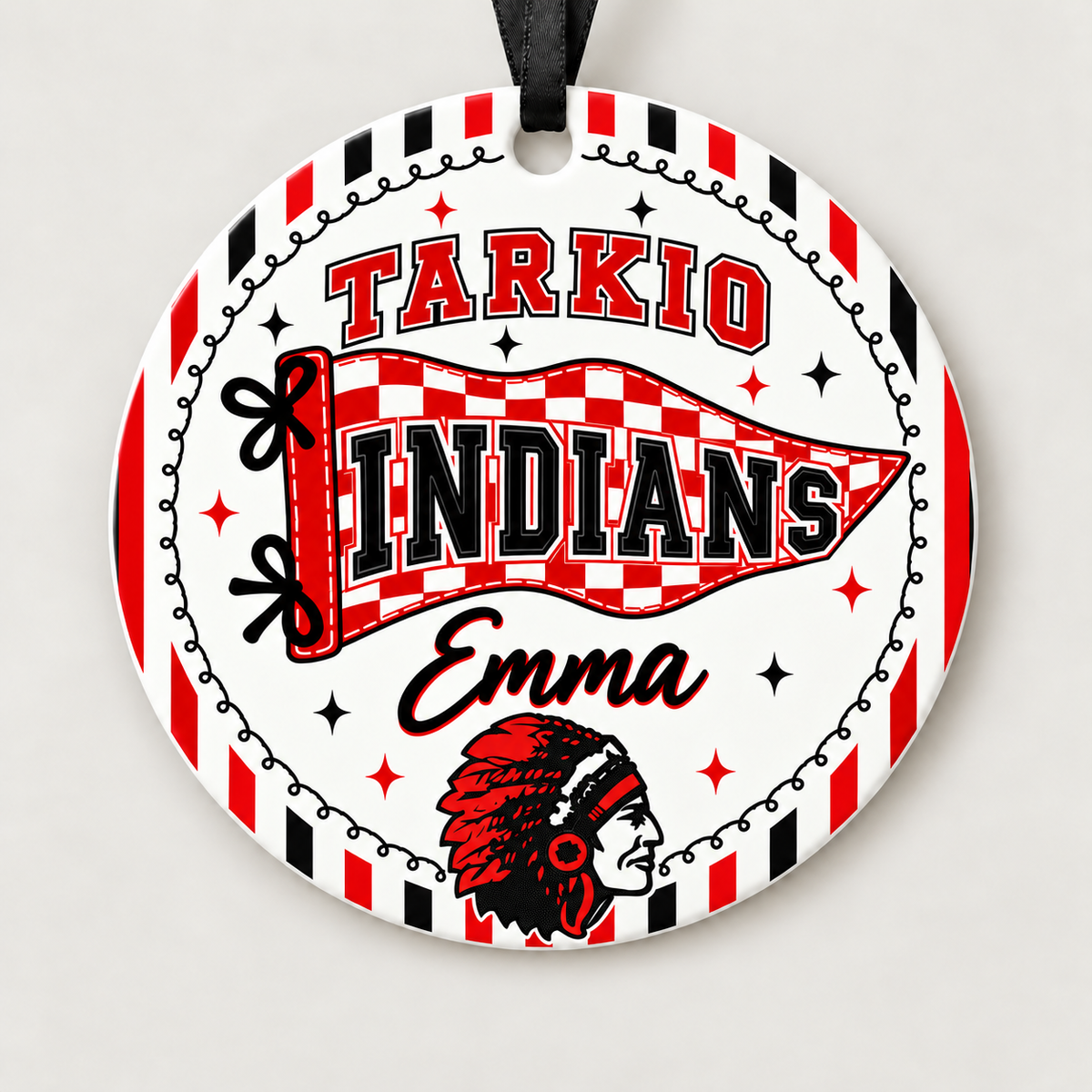 Tarkio Indians Personalized Christmas Ornament, 4" Ceramic