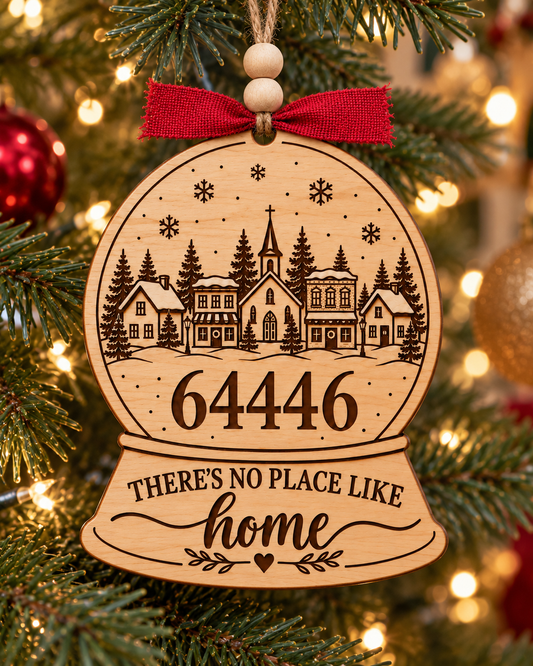 Zip Code Snow Globe Ornament, Personalized