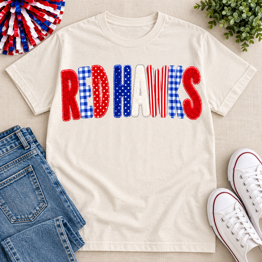 Hiawatha Red Hawks Faux Chenille Tee