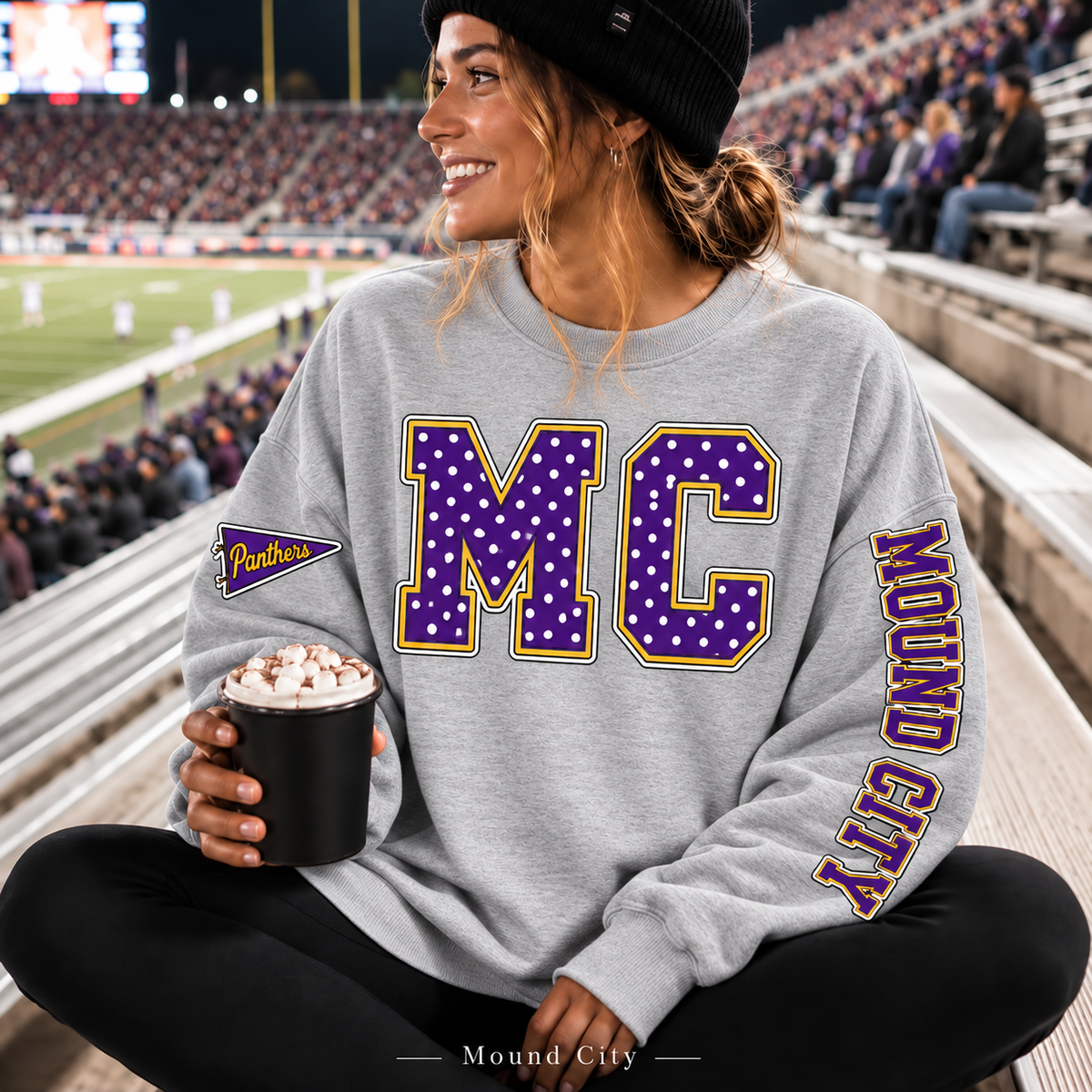 Mound City Panthers Polka Dot Varsity Letter Sweatshirt & Hoodie