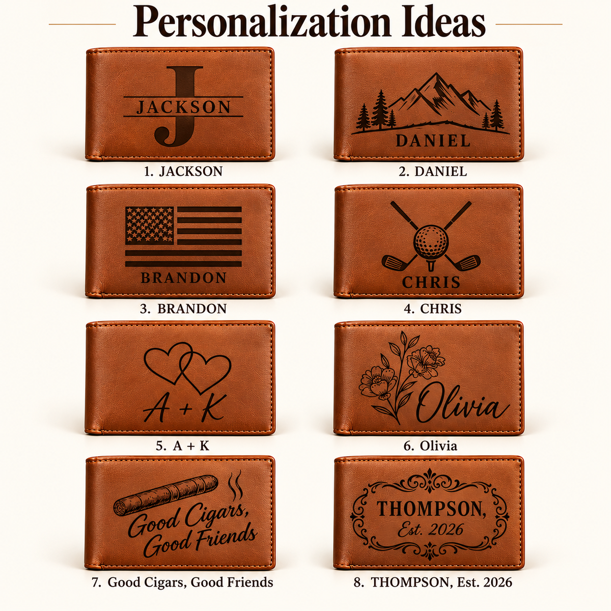 Personalized Leather Wallet — Laser Engraved