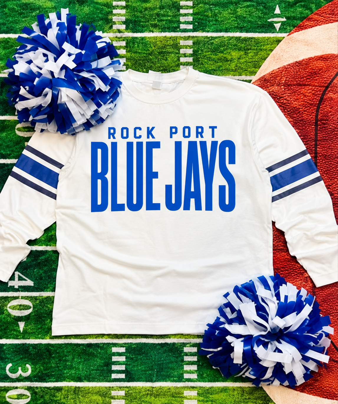 Varsity Stripe Long Sleeve Tee — Your School, Mascot & Colors