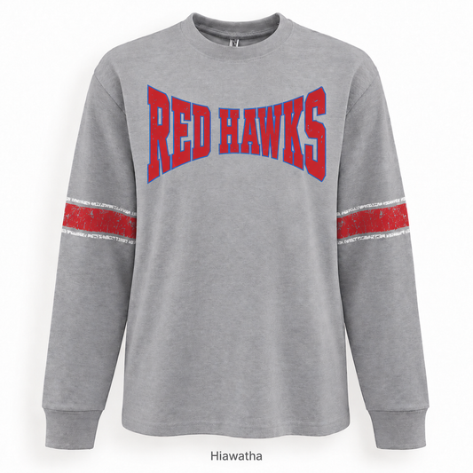 Hiawatha Red Hawks Heavyweight Vintage Stripe Jersey