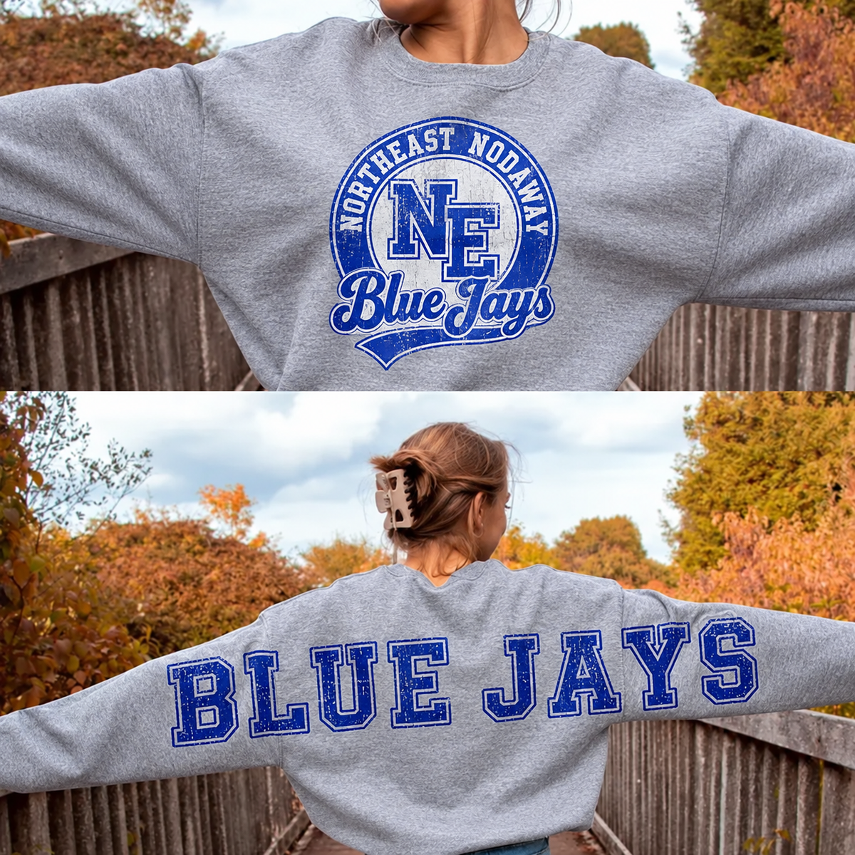 Northeast Nodaway Blue Jays with BACK LETTERING
