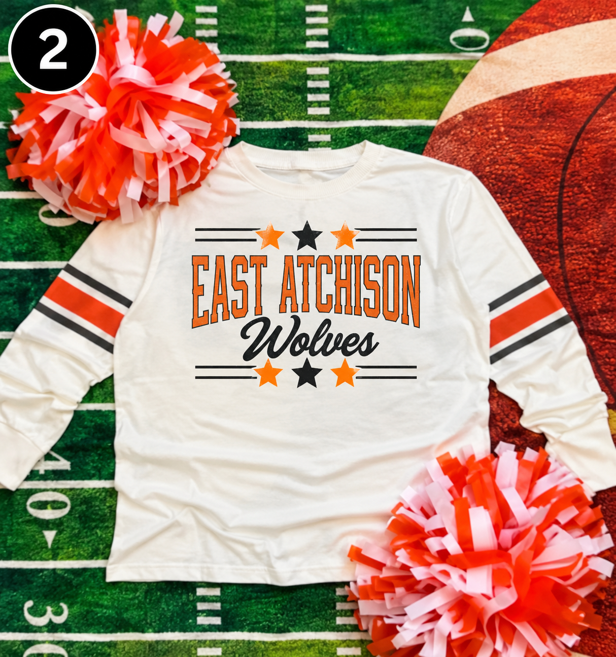 Varsity Stripe Long Sleeve Tee — Your School, Mascot & Colors