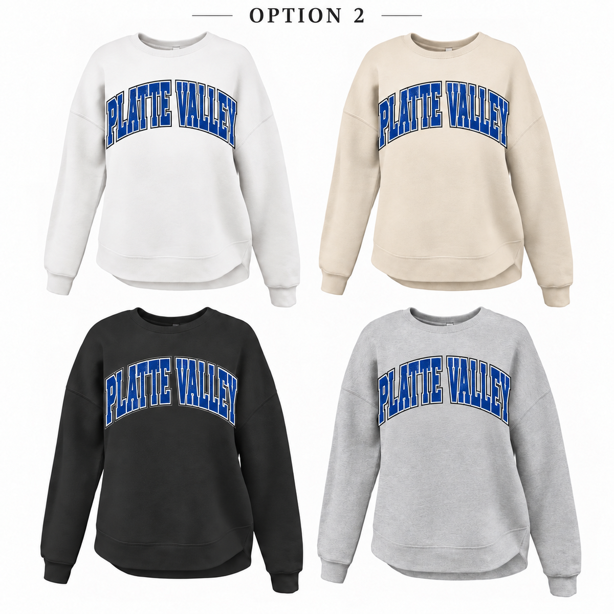 Platte Valley Retro Script Tee, Crew, Hoodie & Curve Bottom Crew