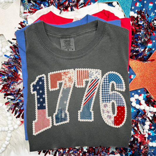 Faux Pearl Patriotic Patchwork 1776