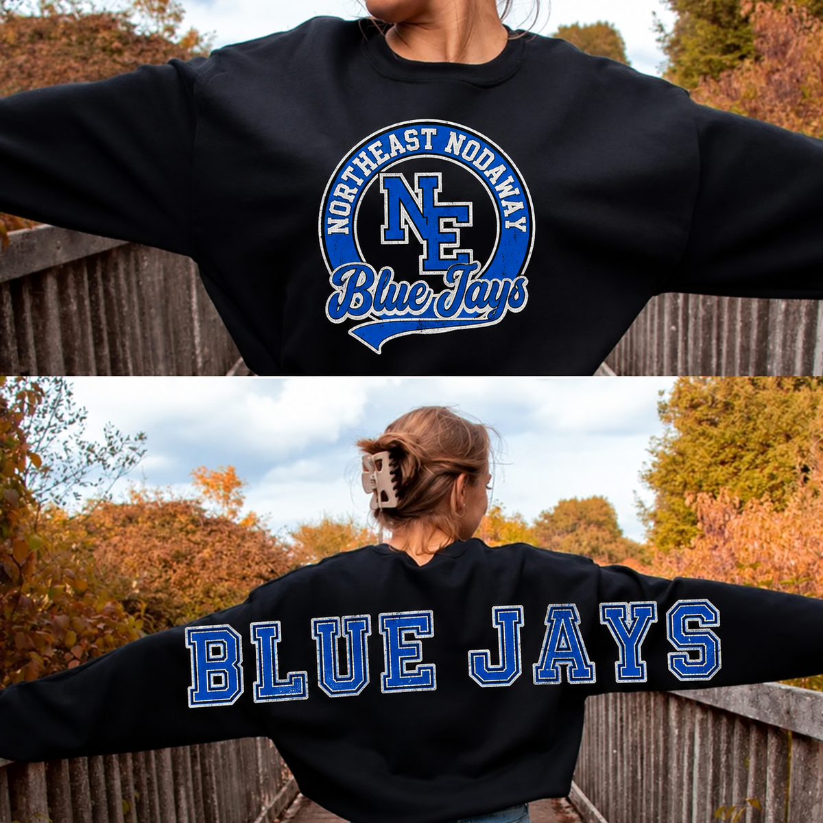 Northeast Nodaway Blue Jays with BACK LETTERING