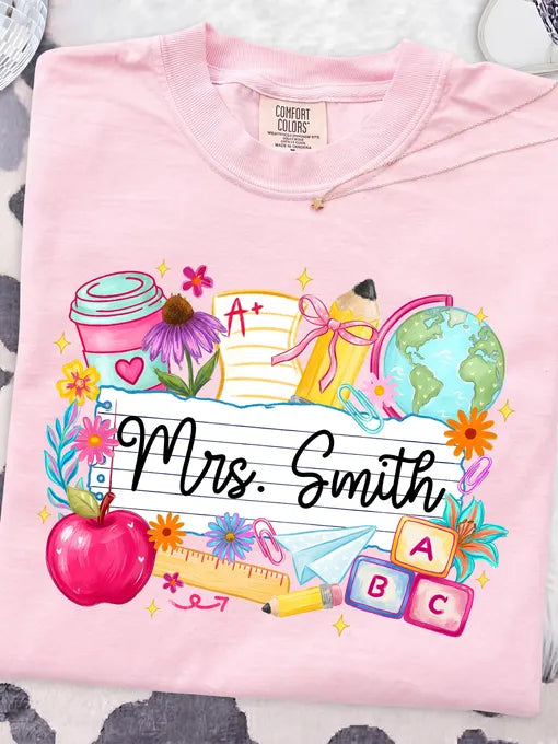 Custom Teacher Name Tee — Back-to-School Nameplate