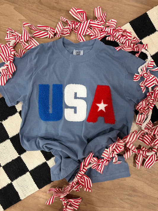 USA Fluffy Patch T-Shirt